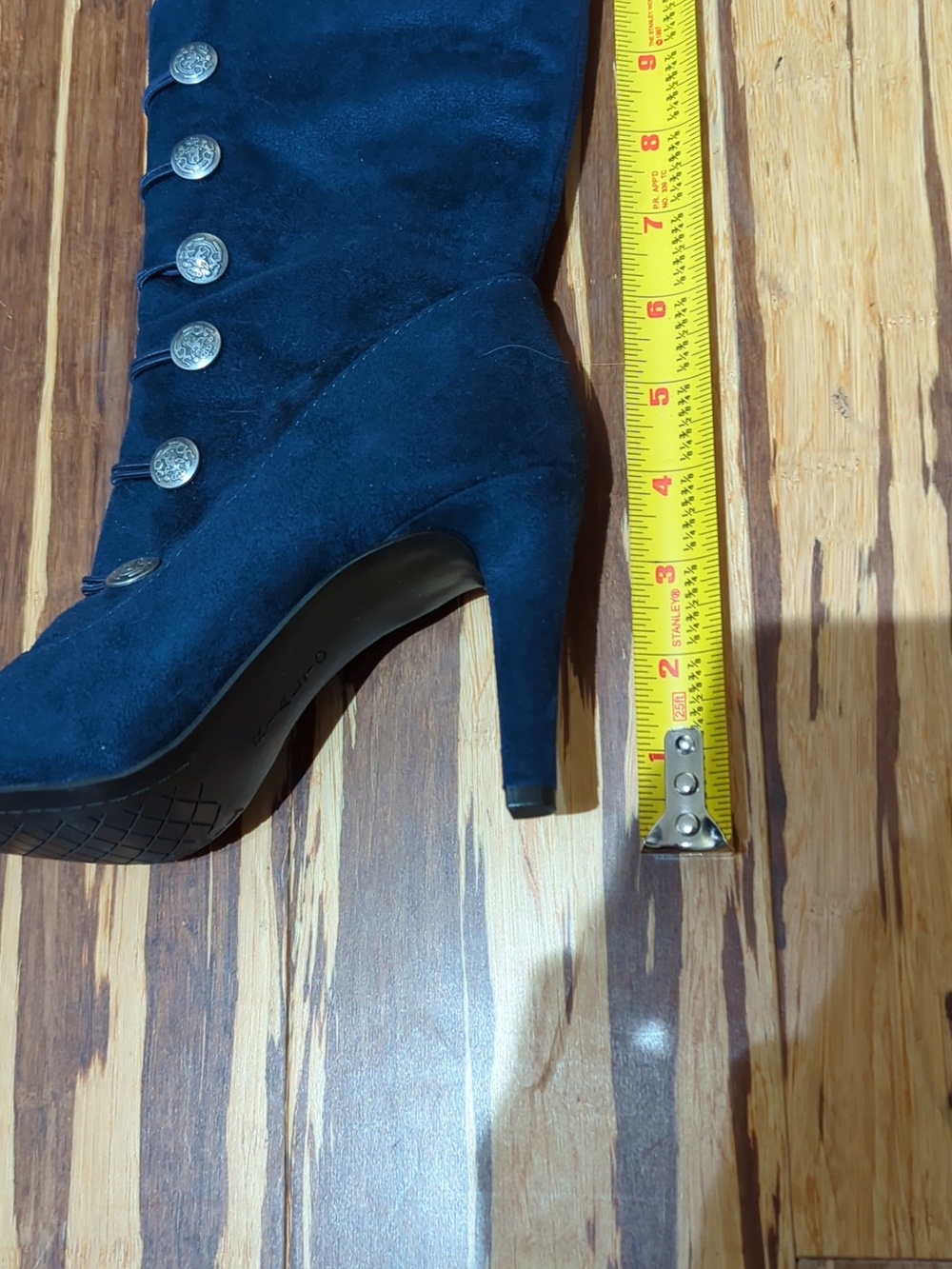 Riakto Navy Blue Buttoned Heeled Boots - Picture 6 of 6
